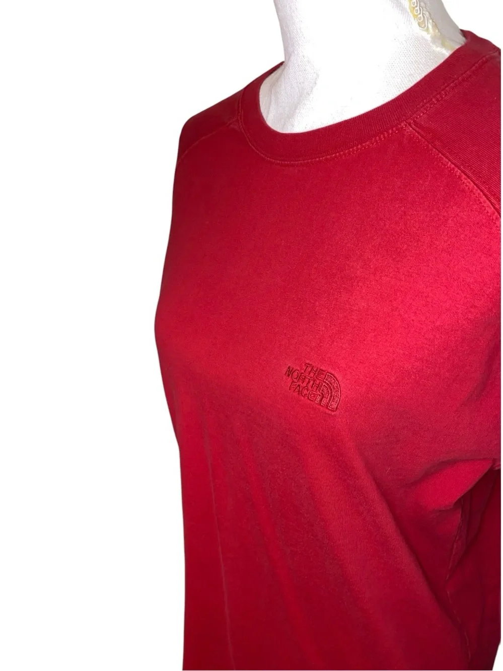 THE NORTH FACE Long Sleeve Mens Logo Tee Shirt Red Size Small